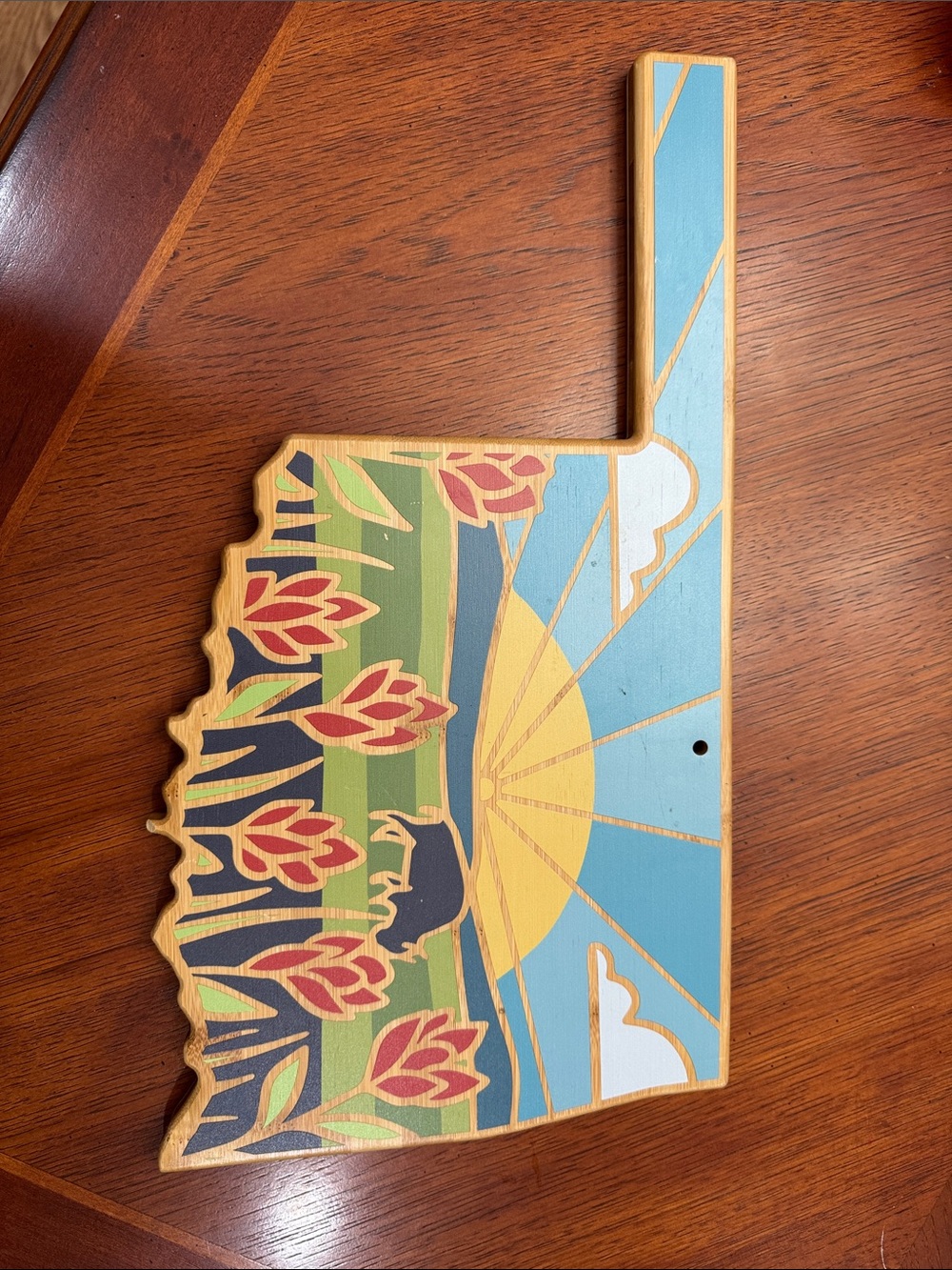 Oklahoma State Shaped Cutting Board and Charcuterie Serving Platter with Artwork